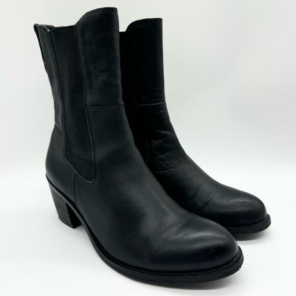 Matisse Ashbury Chelsea Boot Heeled Ankle Booties Black Leather Size 7 Moto Boho - Picture 1 of 15